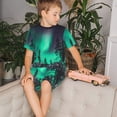 thumbnail image 4 of Cauagu Ensemble de Pyjamas à Manches Courtes Aurores Boréales 2 pour Enfants, Ensemble de Pjs d'Été à Col Rond 2 Pcs Parfait pour Petits Garçons Filles-TTG, 4 of 6