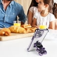 thumbnail image 5 of Compatible with iPhone 14 Case Cute 3D Bear Hidden Stand Kickstand Clear Phone Case with Camera Lens Protector 6D Plating Design Women Men Girly Shockproof Glitter Phone Cover, Purple, 5 of 12