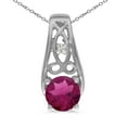thumbnail image 1 of 14k White Gold Round Rhodolite Garnet And Diamond Pendant with 18" Chain, 1 of 3