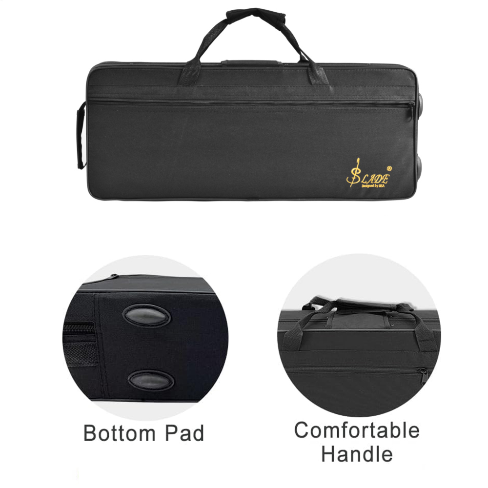 PWTOOL Alto Saxophone Drop E Brass Sax Full Kit for Student Beginners with Carving, Mouthpiece, Carrying Case, Gloves, Cleaning Cloth Bar (Black & Gold)