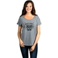 thumbnail image 2 of Thread Tank Owl Hipster Women's Relaxed Slouchy Dolman T-Shirt Tee Heather Grey X-Large, 2 of 4