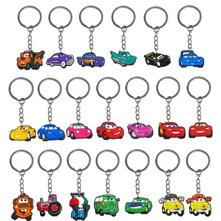 20pcs cars Cartoon Keychain for Kids Party Favors, Mini Cute Keyring for Classroom Prizes, Birthday Christmas Party Favors Gift, Goodie Bag Stuffers Supplies