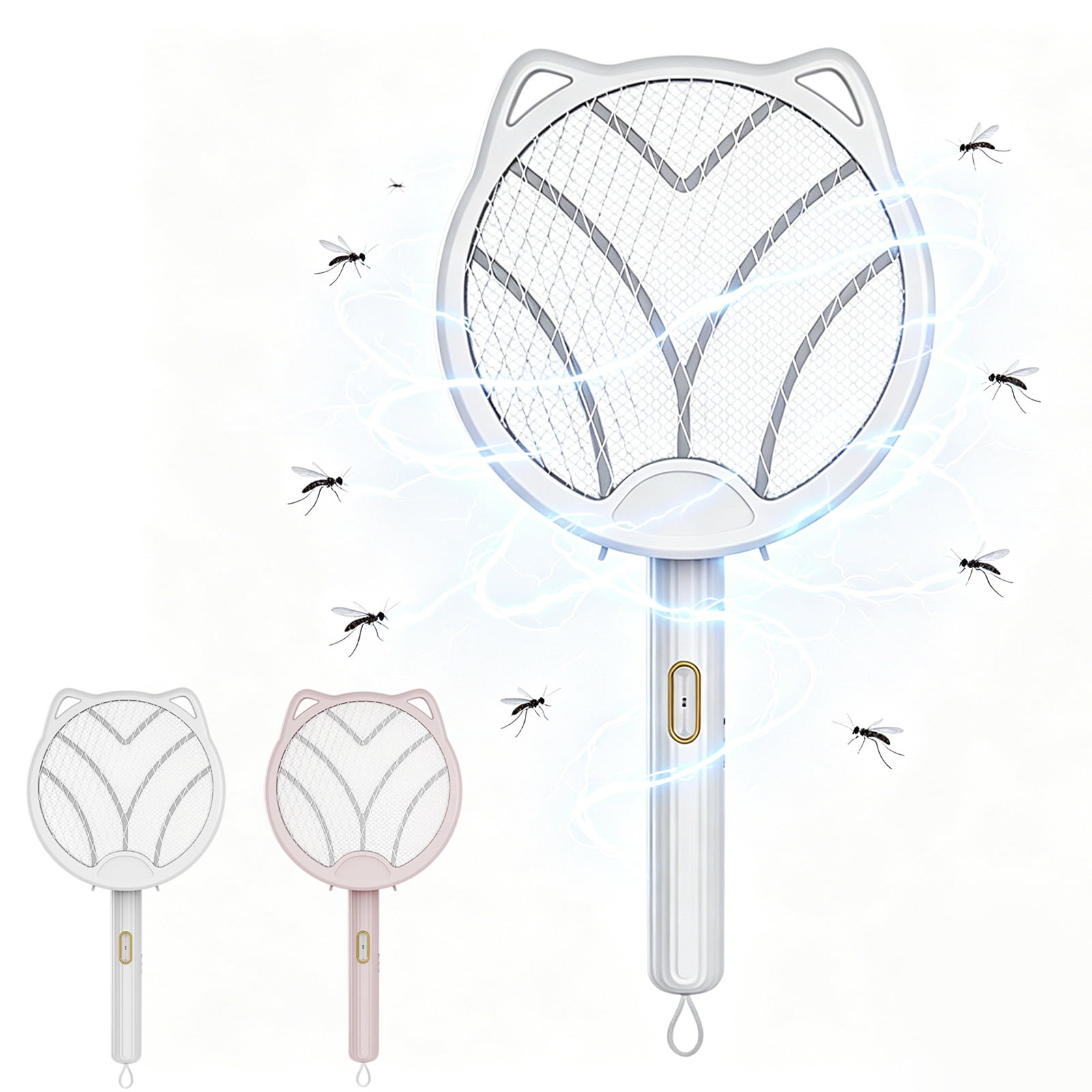 Electric Fly Swatter, Bug Zapper Mosquito Zapper Racket, Gold Zone Voltage Dense Mesh Lightweight Handheld Zapper, AA Battery Powered Indoor Outdoor Safe Bug Control for Home Kitchen Bedroom