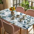 thumbnail image 3 of Watercolor Flowers Table Cloths for 6 Foot Rectangle Tables, Spring Floral Leaves Botanical Blue Patio Waterproof Elastic Fitted Tablecloths, Washable Rectangular Table Cover for Camping, 3 of 8