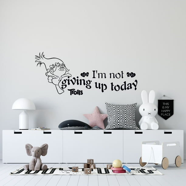 Kids Bedroom Decor Queen Poppy Hearts Vinyl Adhesive Wall Decal 8 X 20 Removable Trolls World Tour Movie Quotes Removable Home Decoration Sticker Design I M Not Giving Up Today