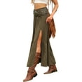 thumbnail image 4 of INSPIRE CHIC Summer Casual Tiered Skirt for Women's High Waist Side Slit A Line Long Skirts M Brown, 4 of 6