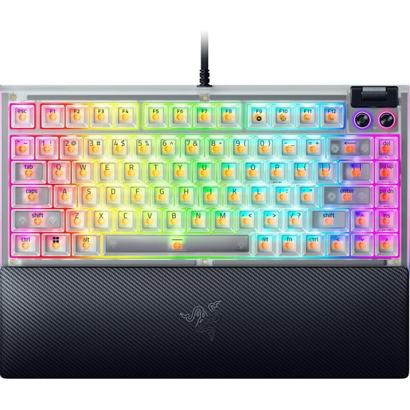 Razer BlackWidow V4 75% Mechanical Gaming Keyboard: Hot-Swappable Design - Compact & Durable - Orange Tactile Switches - Chroma RGB - MF Roller & Media Keys - Comfortable Wrist Rest - Phantom White