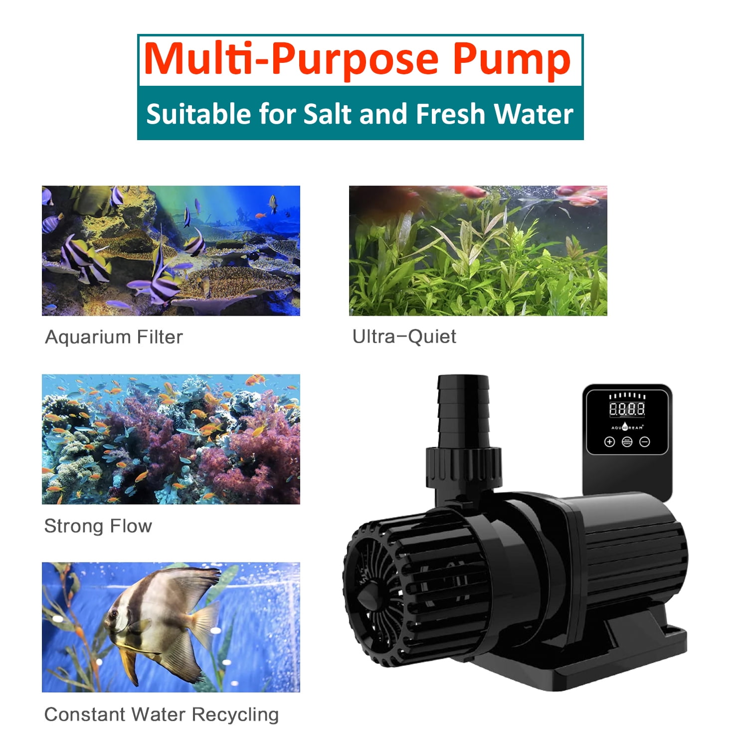 2400 GPH 24v Dc Eco Marine Aquarium Fish Tank Wave Maker Water Pump