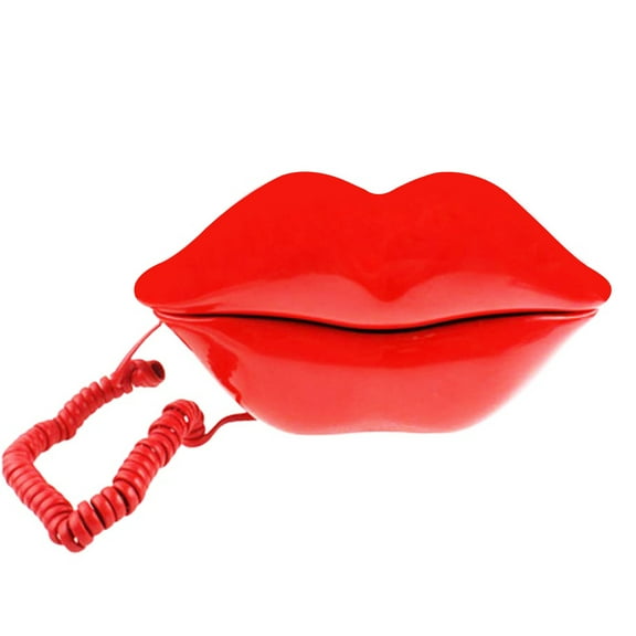 Telpal Mouth Shape Telephone Corded Phone, Red