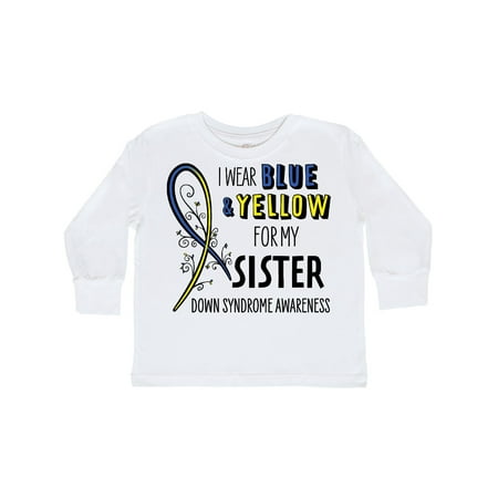 

Inktastic I Wear Blue and Yellow for my Sister- Down Syndrome awareness Gift Toddler Boy or Toddler Girl Long Sleeve T-Shirt