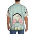 thumbnail image 5 of Xecao offers the White Bunny Bottom And Easter Eggs for Men's Casual Short-sleeved Shirt, a button-up collared shirt with a pocket, perfect for beach vacations and yacht travel in the Large size., 5 of 7