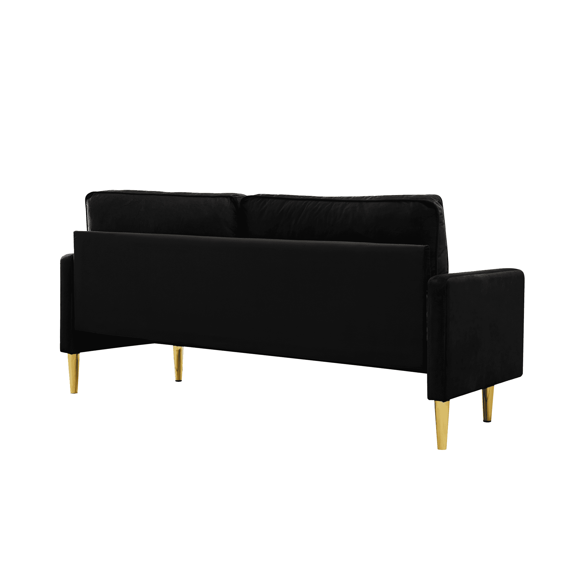 65" Velvet Upholstered Small Loveseat Couch, 2 Seater Sofa with Pine Wood Frame, Comfortable Loveseat with High-Density Sponge for Living Room, Black
