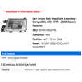 thumbnail image 2 of Left Driver Side Headlight Assembly - Compatible with 1999 - 2000 Subaru Forester, 2 of 2