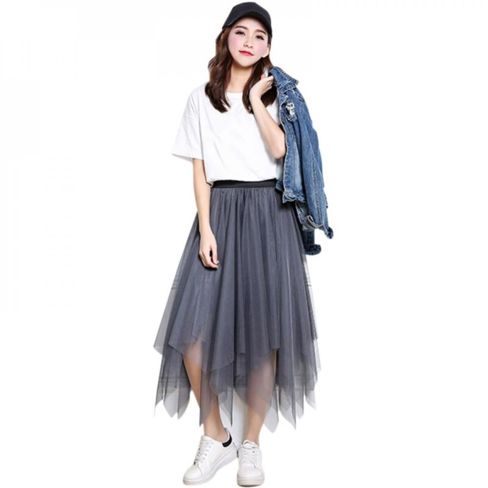 Women's Sheer Tutu Skirt Tulle Mesh Layered Midi Skirt - Walmart.com