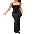 thumbnail image 1 of Women Summer Spaghetti Straps Square Neck Sleeveless Tight Fitted Long Bodycon Dress, 1 of 7