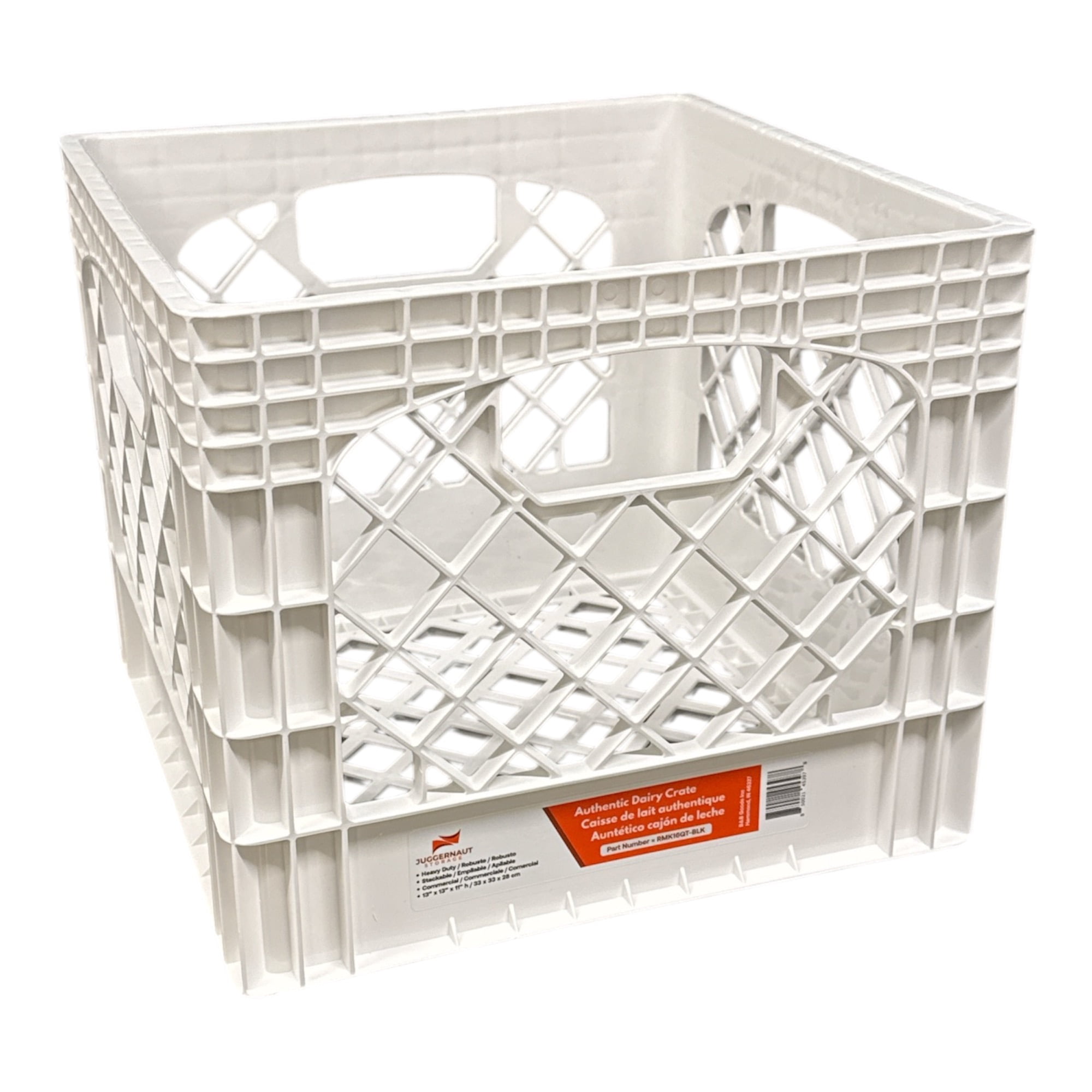Juggernaut Storage 16QT Heavy-Duty Plastic Square Milk Crate White