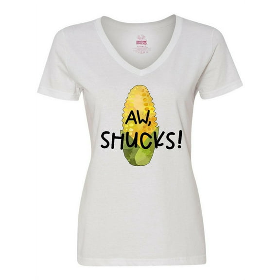 Inktastic Aw, Shucks Corn on the Cob Humor Women's V-Neck T-Shirt