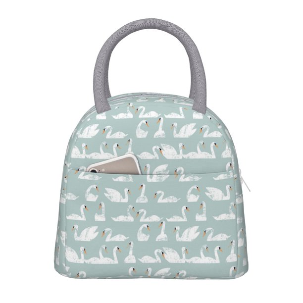 Easygdp White Swan Bolsa de Almuerzo Insulada Grande, Forro de Aluminio, Diseño Espacioso, a Prueba de Fugas, Ideal para Trabajo, Picnics, Viajes y Actividades al Aire Libre