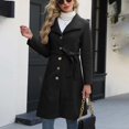 thumbnail image 4 of ClodeEU Women Single Breasted A Lined Winter Coat, Mid Long Wool Coat,Fashion Outerwear Trench Coat Black,Womens Plus XXL, 4 of 8