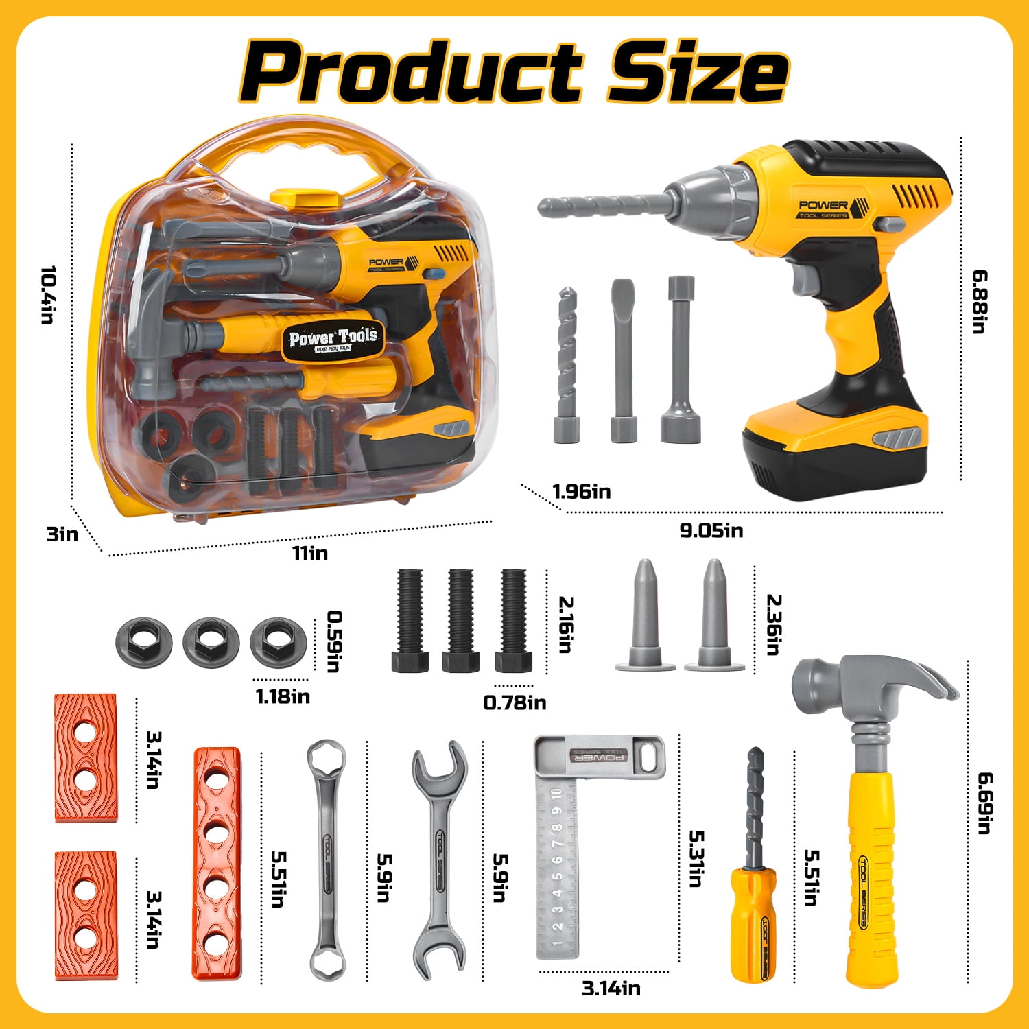JoyStone Kids Tool Set 21PCS with Toy Drill, Pretend Construction Toys for Toddlers Boys Girls Ages 3-5