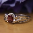 thumbnail image 6 of 10k White Gold Oval Garnet And Diamond Curve Ring, 6 of 8