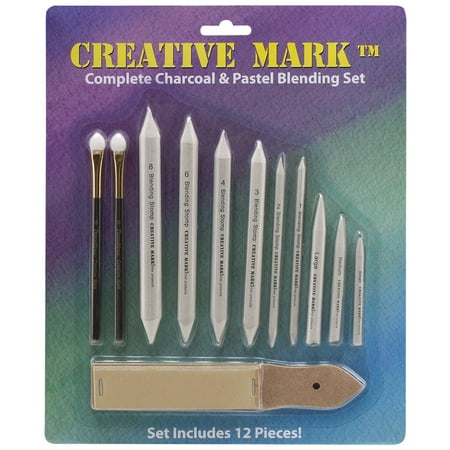 Pencil Charcoal Drawings - Creative Mark Complete Charcoal and Pastel Blending Set For Drawing Media Charcoal, Pencil, Pastels, Sponge Blenders, Stomps, Tortillions, Sandpaper Pad
