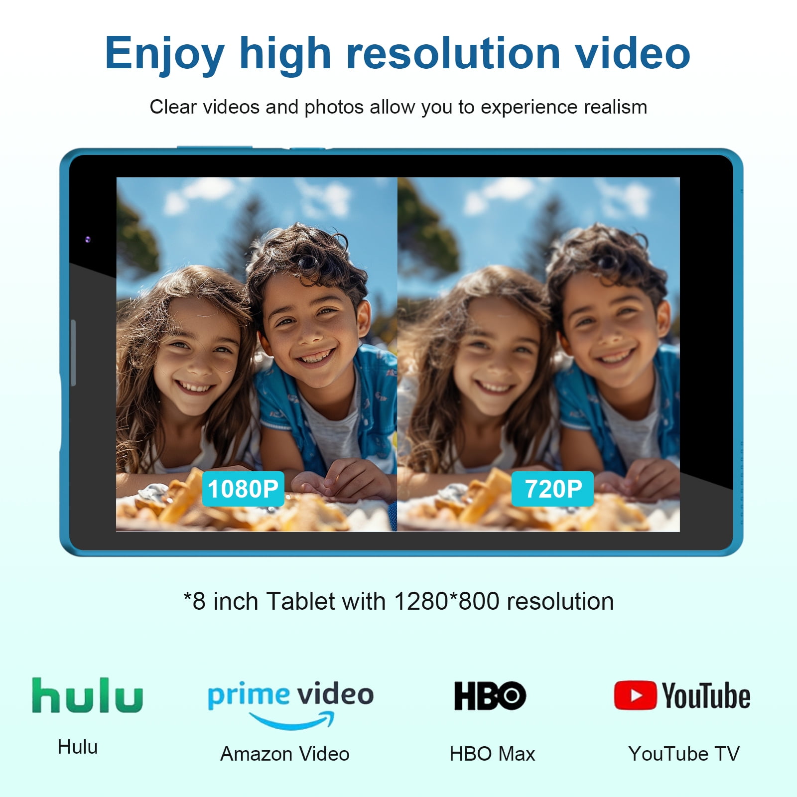 Android Tablet 8 inch, Android 12 Tablet, 4GB RAM 32GB ROM, Quad-Core Processor, Dual Camera, WiFi, 1TB Expand, Game
