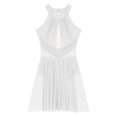 thumbnail image 3 of HULIJA Women's Figure Ice Roller Skating Dress Sleeveless Shiny Rhinestones Lyrical Ballet Dance White S, 3 of 5