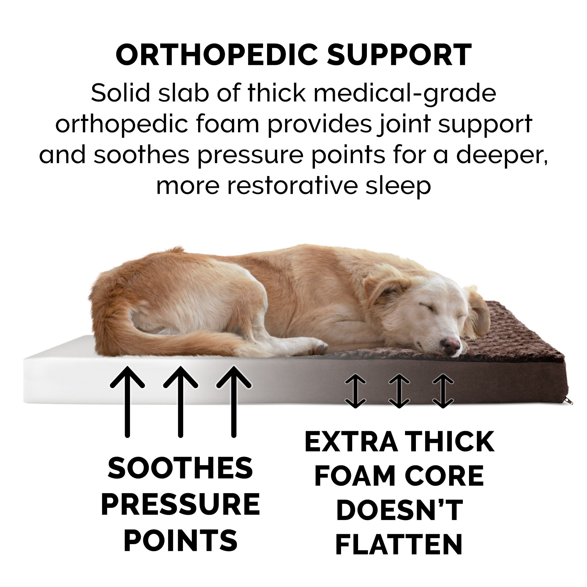 FurHaven Ultra Plush Deluxe Full Support Orthopedic Deluxe Mattress Pet Bed for Dogs & Cats - Chocolate, Medium