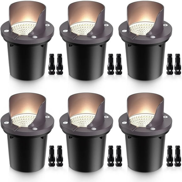 SUNVIE 12W Low Voltage Landscape Lights Waterproof Outdoor In-Ground Lights Shielded LED Well Lights 12V-24V Warm White Landscape Lighting for Pathway Gar