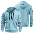 thumbnail image 2 of Huankd Hoodies for Men Quarter Zip Oversized Pullover Sweatshirts Fall 2025 Loose Fit Casual Hooded with Pocket Light Blue 4XL, 2 of 5