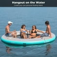 thumbnail image 2 of Solstice 10 Foot Inflatable 7-10 Person Circular Mesh Dock Floating Island Platform w/Cup Holders, 2 of 9