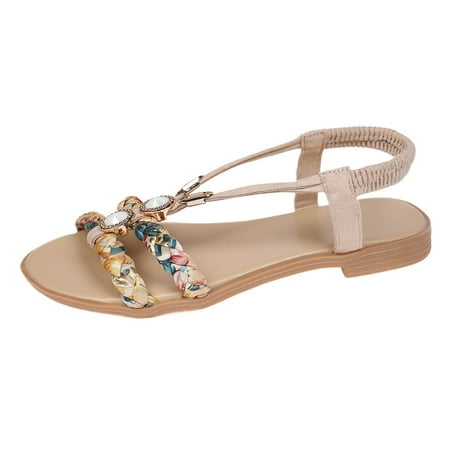 

Gzea Women s Dress Sandals Women Shoes Soft Sole Wedge Sandals Boho Fashion Beach Flip Flops Shoes Sandals Summer Sandals Beige 42
