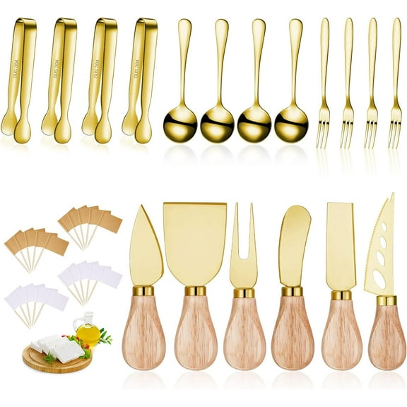 SKTMH 38 Pcs Charcuterie Board Accessories Butter Spreader Cheese Spreader Knife Gift Stainless Steel Cheese Butter Spreader Knives Forks, Charcuterie Utensils Mini Serving Tongs Spoons