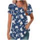 thumbnail image 1 of Mujeres de Manga Corta Tops Cuello Redondo Plisado Túnica, Tapa Casual Doblado Doblado Impreso Moda, 1 of 6