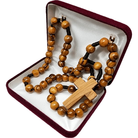 Olive Wood Robe Rosary with Dangling Cross Pendant