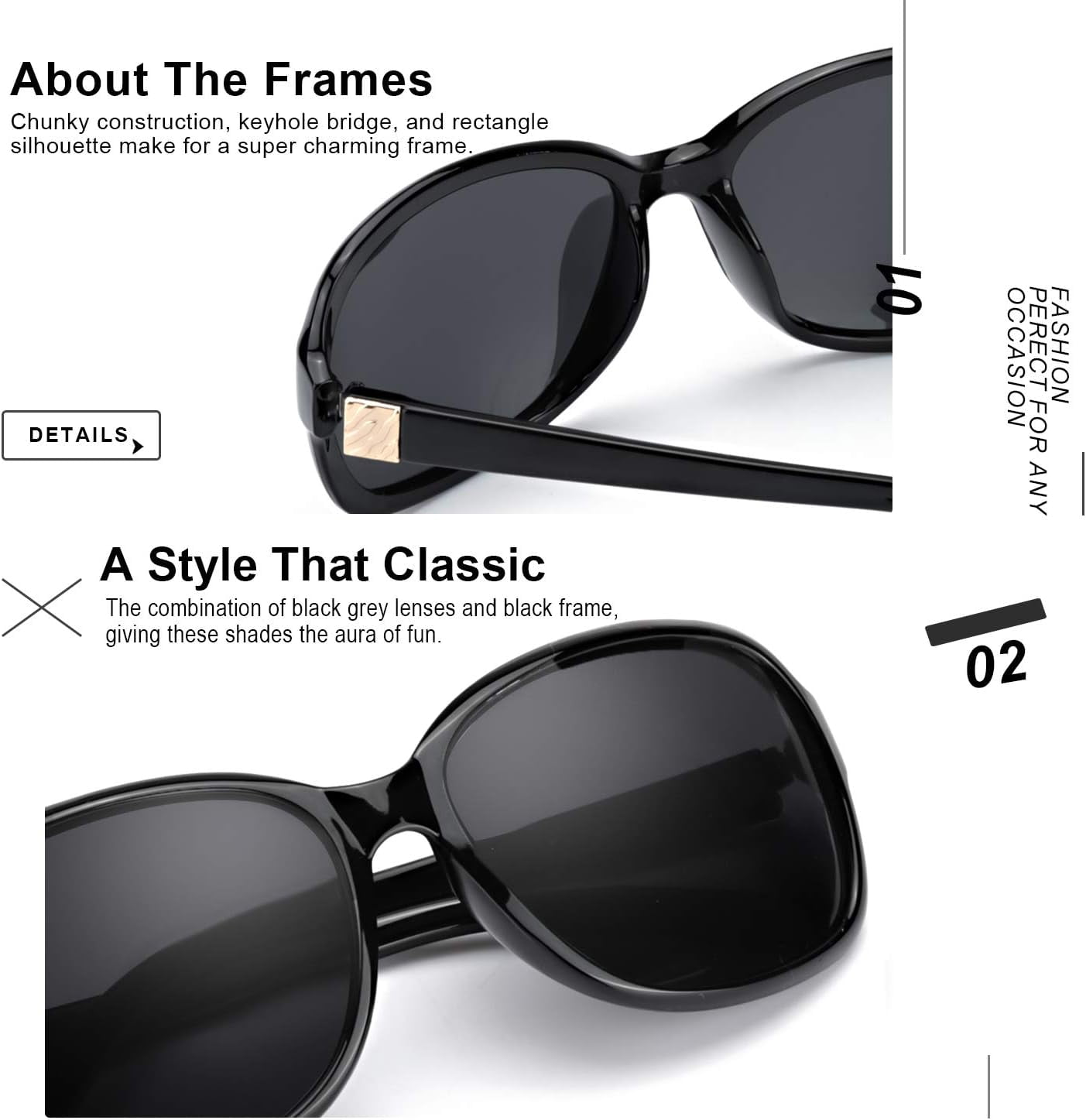 SIPHEW Polarized Sunglasses Womens, Classic Square Sun Glasses for women with UV Protection Wrap Shades