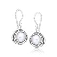 thumbnail image 6 of 925 Sterling Silver Stud Earrings With A Fresh Water White Pearl, Wire Wrapped Bezel, Antique finish Lever Back, Hypoallergenic, Nickel & Lead-free, Gift for Her, Artisan Handcrafted Designer, 6 of 7