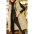 thumbnail image 4 of Women's Hooded Quilted Puffer Vest - Long Sleeveless Winter Jacket with Button Front & Pockets, 4 of 6