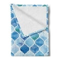 thumbnail image 2 of Moroccan Soft Flannel Fleece Throw Blanket, Oriental Style Mosaic Pattern in Watercolor Paint Retro Style Artwork Print, Cozy Plush for Indoor and Outdoor Use, 60" x 80", Pale Blue, by Ambesonne, 2 of 5