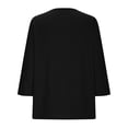 thumbnail image 7 of Htigea Women's 3/4 Sleeve Tops Trendy Notch V Neck Tunic Blouse Solid Color Casual Comfy Everyday T Shirts Black XXL, 7 of 7