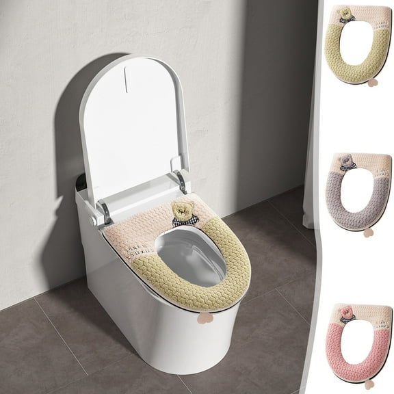 Toilet Seat Cover Thicker Cushion Toilet Seat for Bathroom,Plush Warmer Toilet Seat Cushion Cover,Washable Household Padded Toilet Seat with Handle,Stretchable Toilet Seat Ring