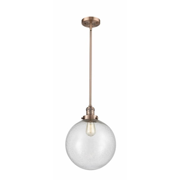 201S-AC-G204-12-LED-Innovations Lighting-XX-Large Beacon-3.5W 1 LED Mini Pendant in Industrial Style-12 Inches Wide by 15 Inches High   Antique Copper