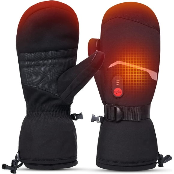SAVIOR HEAT Heated Ski Gloves, Heated Mittens for Men Women,7.4V Rechargeable Battery Gloves for Skiing Hiking