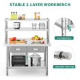 thumbnail image 3 of Mesa de acero inoxidable YITAHOME 48 × 24 con repisas y 2 cajones, 3 of 7
