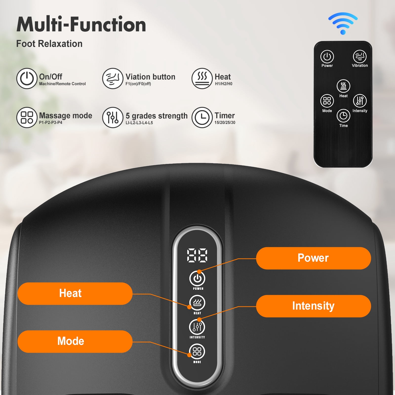 2026 Hlthair Shiatsu Foot Massager with Heat for Deep Kneading, Heating, Air Compression Feet Massage for Pain Relief, Plantar Fasciitis and Circulation Multi-Level Settings for Home, Office Use