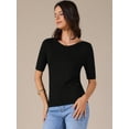 thumbnail image 2 of DARING DIVA Women's Short Sleeve Basic Lightweight Stretchy T-Shirt XS Black, 2 of 6