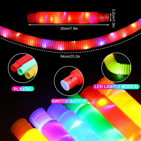 6PCS Flashing Pop Tubes. Reduce Anxiety and Stress
