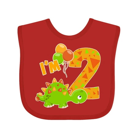 

Inktastic Happy Dinosaur Second Birthday-green Boys or Girls Baby Bib
