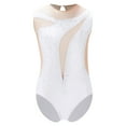 thumbnail image 2 of Kaerm Kids Girls Sleeveless Rhinestone Gymnastic Leotard Unitard Ice Skating Jumpsuit Ballet Dance Bodysuit White 6, 2 of 6